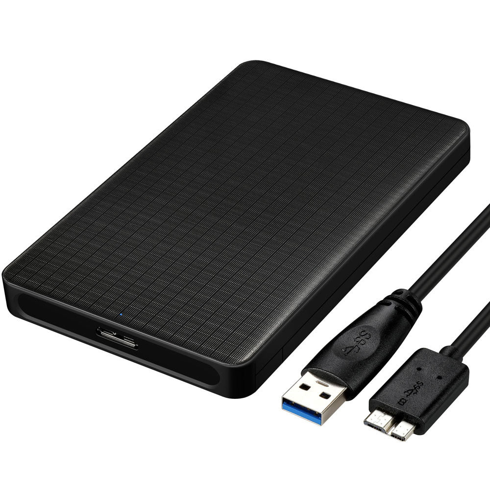 Grid Pattern Business Style USB3.0 Mobile Hard Disk Box Black