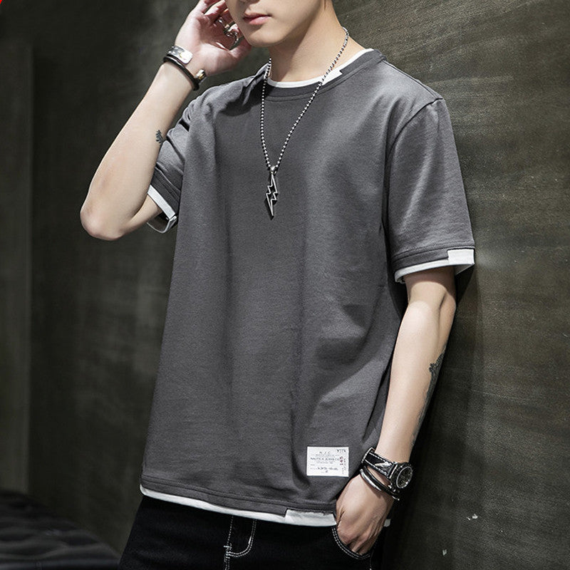 Summer Short Sleeve t-Shirt Men Dark Grey