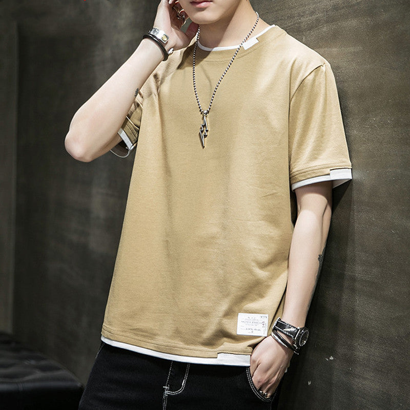 Summer Short Sleeve t-Shirt Men Khaki
