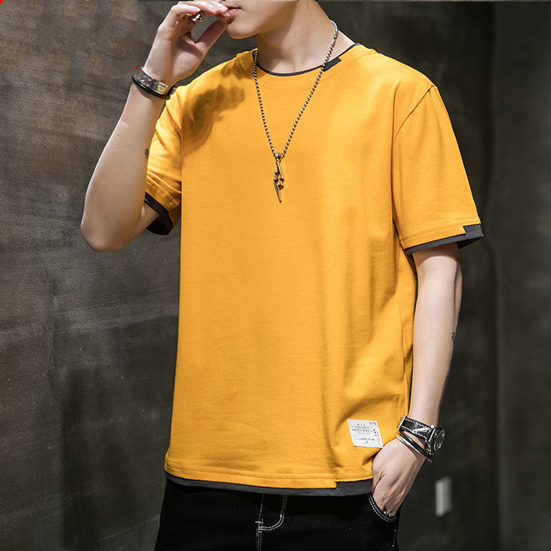 Summer Short Sleeve t-Shirt Men Yellow