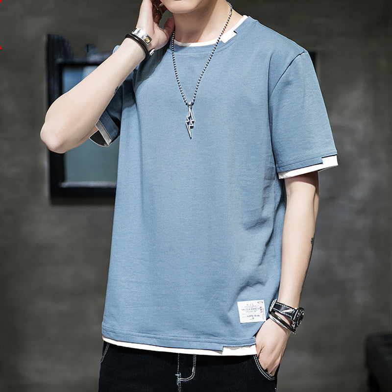 Summer Short Sleeve t-Shirt Men Blue