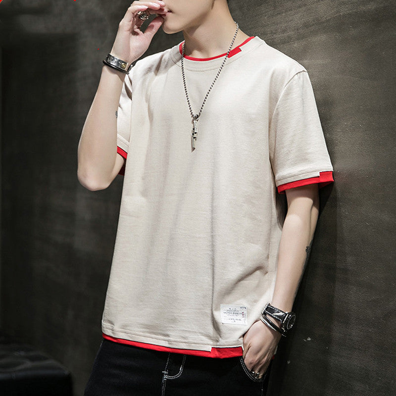 Summer Short Sleeve t-Shirt Men Beige