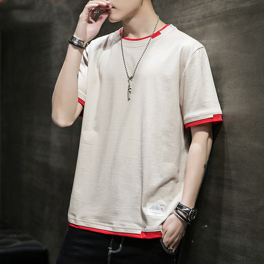 Summer Short Sleeve t-Shirt Men Beige