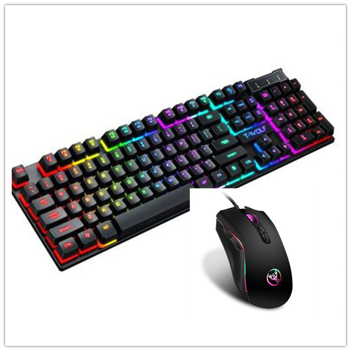 Gaming Usb Luminous Wired Keyboard Floating Manipulator T20 BLACK with mouse
