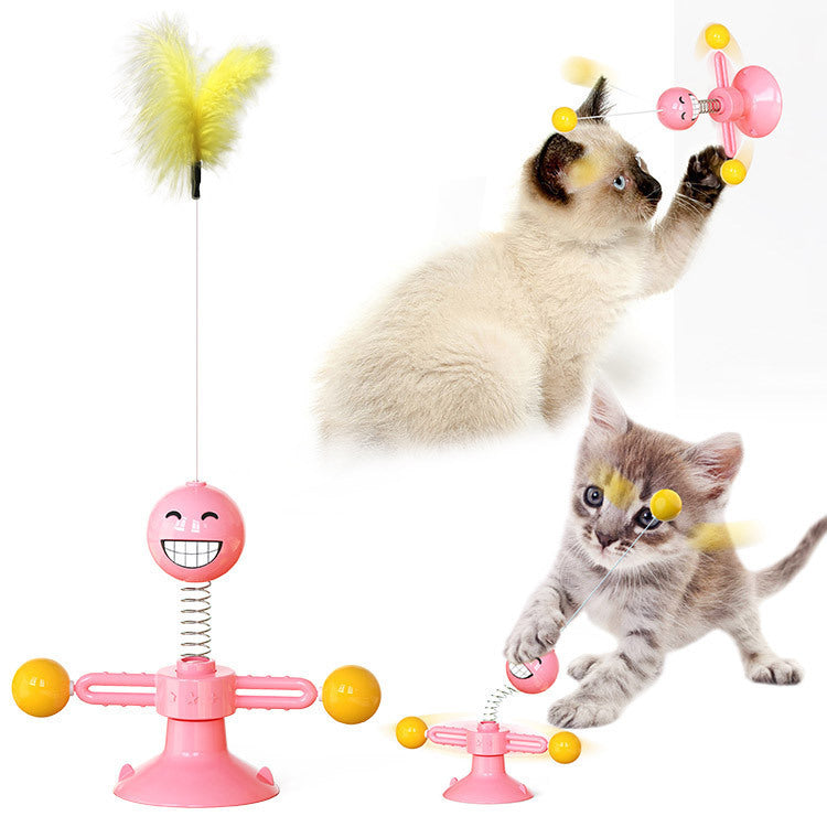 Cat Rotating Windmill Multi-Function Toys Itch Scratching Device Teeth Shining Toy Pink Spring man