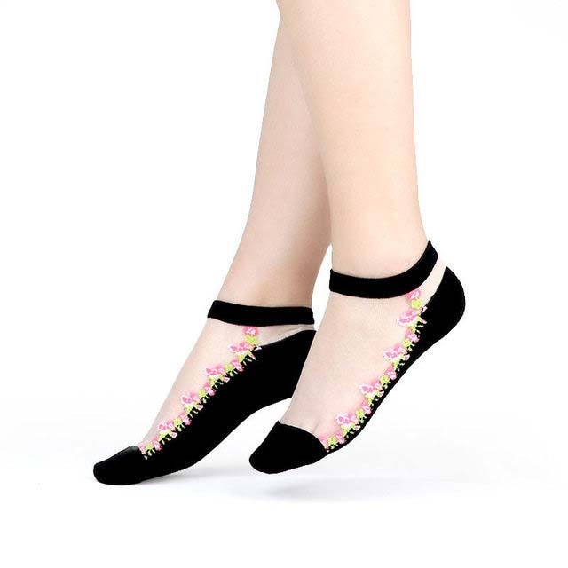 Sexy Lace Mesh Socks Transparent for women Ankle Thin Socks 18 OneSize