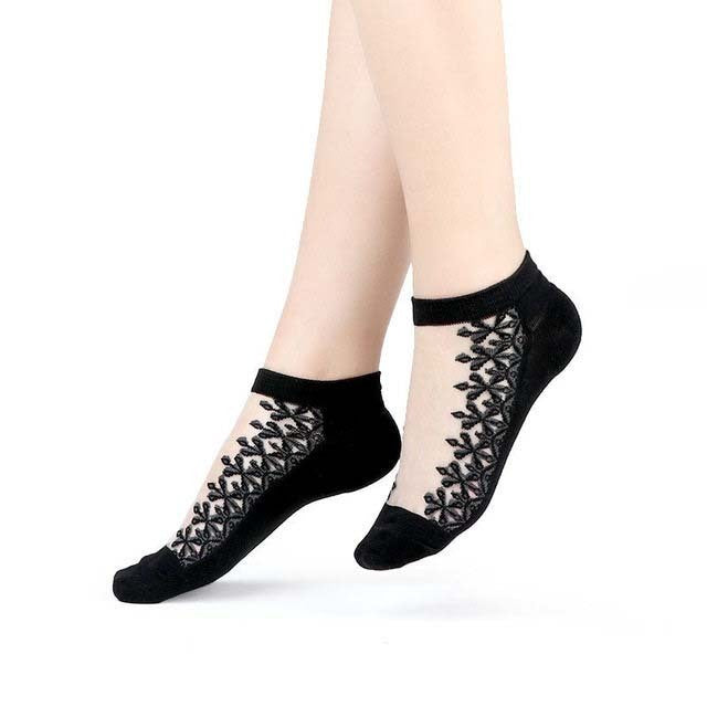 Sexy Lace Mesh Socks Transparent for women Ankle Thin Socks 17 OneSize