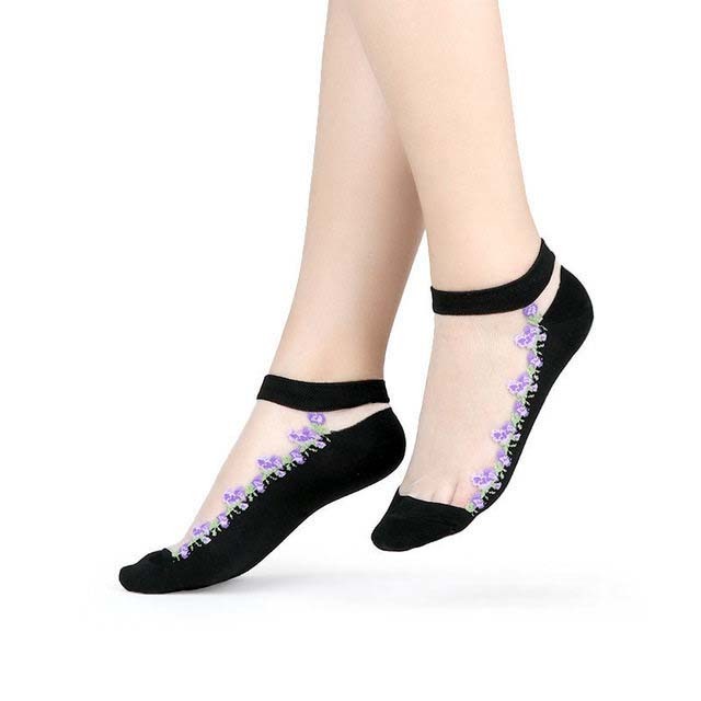 Sexy Lace Mesh Socks Transparent for women Ankle Thin Socks 14 OneSize