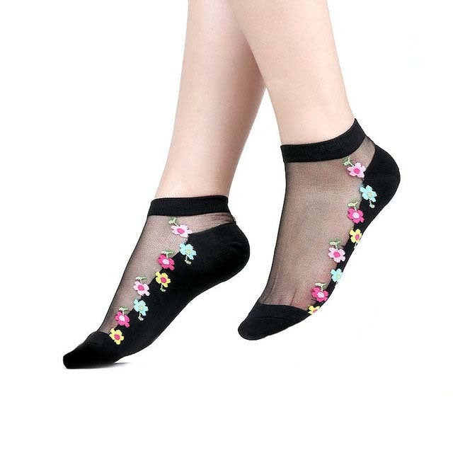 Sexy Lace Mesh Socks Transparent for women Ankle Thin Socks 19 OneSize