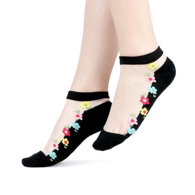 Sexy Lace Mesh Socks Transparent for women Ankle Thin Socks 12 OneSize