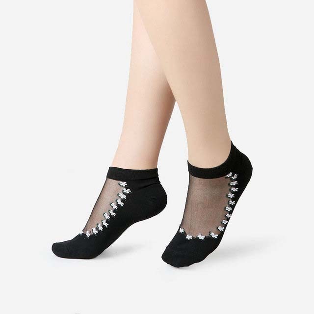 Sexy Lace Mesh Socks Transparent for women Ankle Thin Socks 10 OneSize