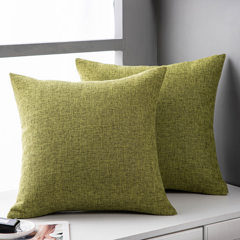 Solid Color Linen Sofa Pillow Cushion Living Room Pillow Cover Light green 45x45cm