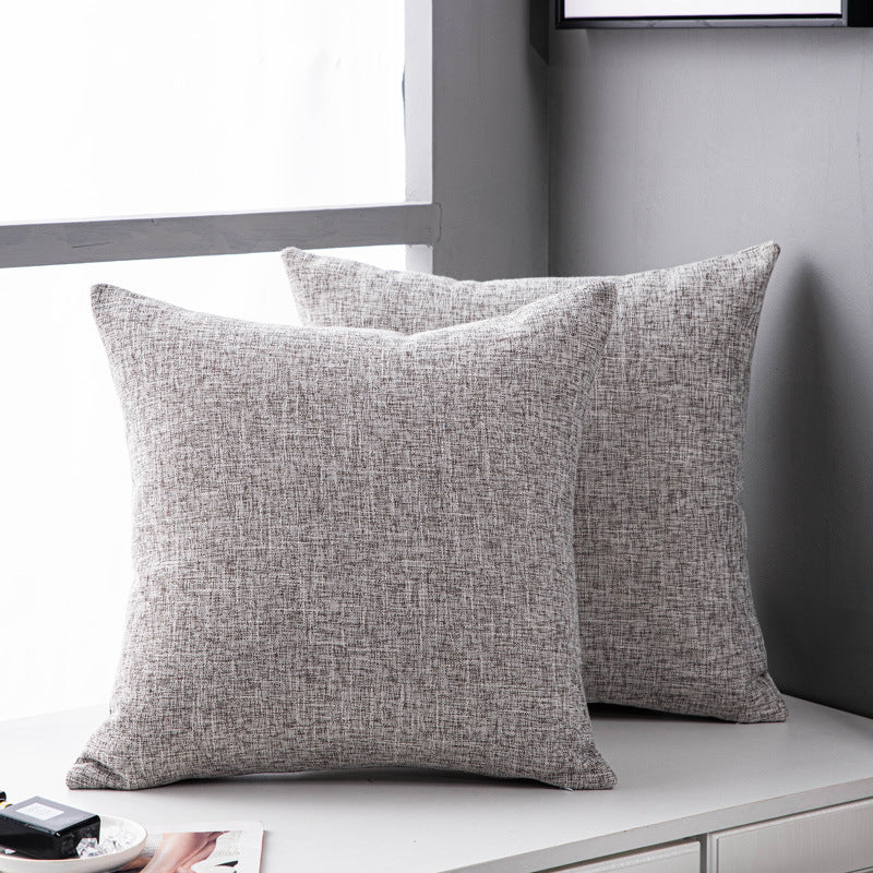 Solid Color Linen Sofa Pillow Cushion Living Room Pillow Cover Light Grey 45x45cm