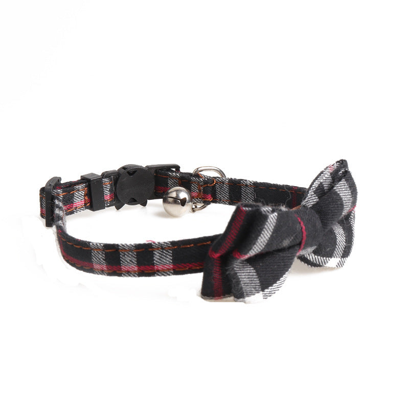 Fashion Simple Canvas Plaid Pet Collar Black
