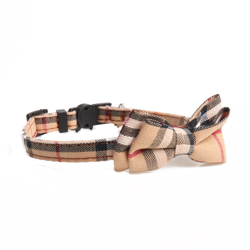 Fashion Simple Canvas Plaid Pet Collar Yellow