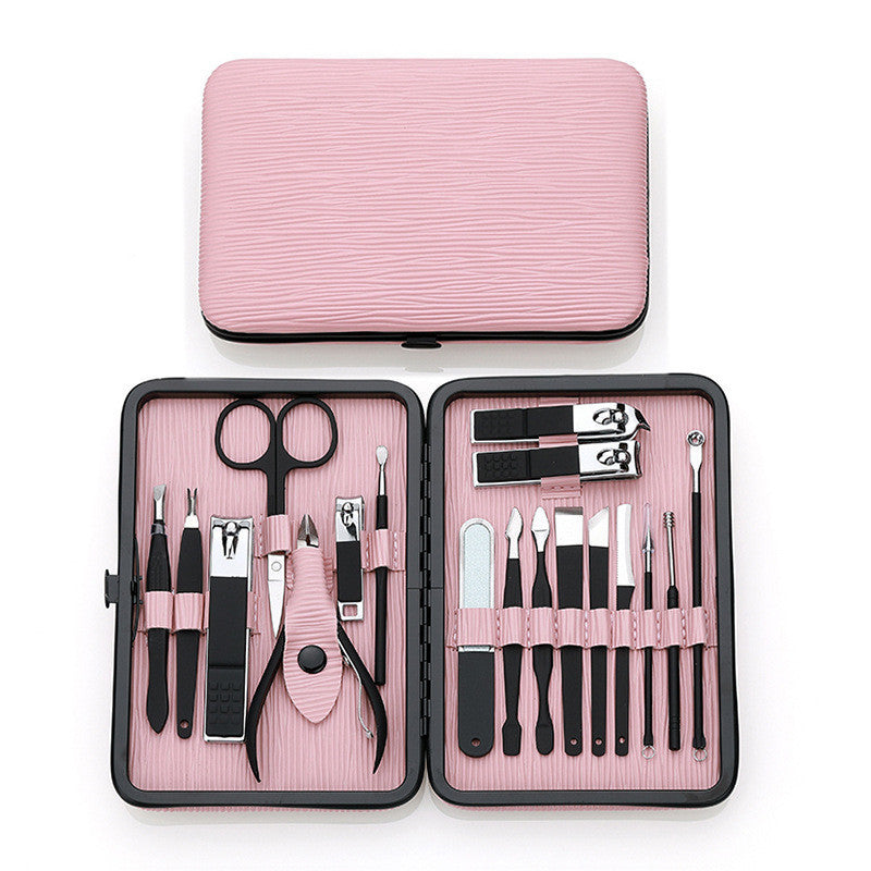 Stainless Steel 18 Piece Nail Tool Large Nail Clippers Nail Clippers Set Pink