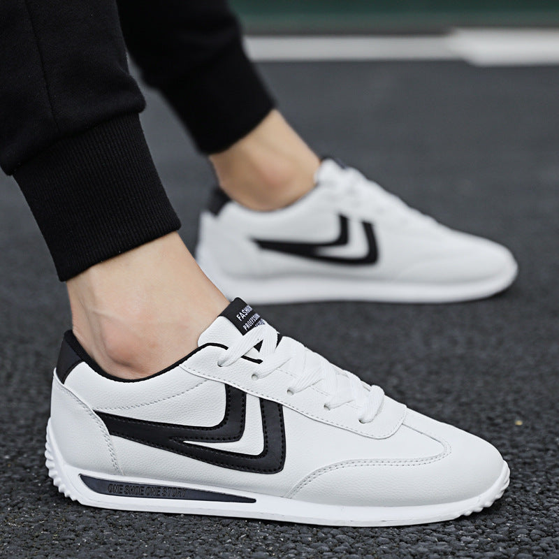Men's Korean Style Trendy Shoes Breathable All-Match White Shoes White black