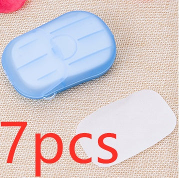 New Convenient Boxed Disposable Mini Soap Tablets For Travel Use 20sheet Blue 7pcs