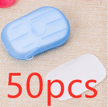 New Convenient Boxed Disposable Mini Soap Tablets For Travel Use 20sheet Blue 50pcs