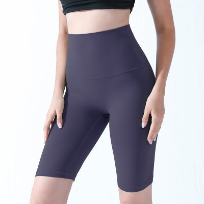 High-Waist Hip-Lifting Sports Shorts Training Fitness Exercise Five-Point Pants Grey purple