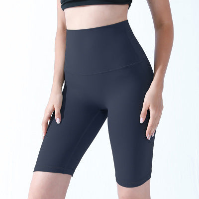 High-Waist Hip-Lifting Sports Shorts Training Fitness Exercise Five-Point Pants Blue black