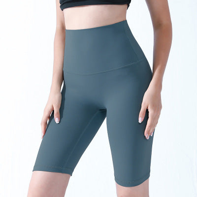 High-Waist Hip-Lifting Sports Shorts Training Fitness Exercise Five-Point Pants Ink blue