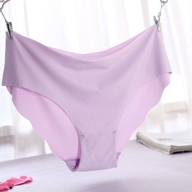 Women Seamless Panties Silk Underwear G String 1Pc Purple