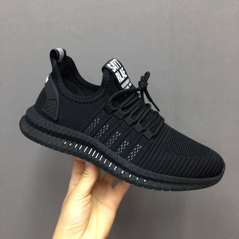 All Black Work Shoes Men's Mesh Men's Shoes Breathable Lightweight Mesh Shoes Summer Mesh Sports Casual Shoes Black