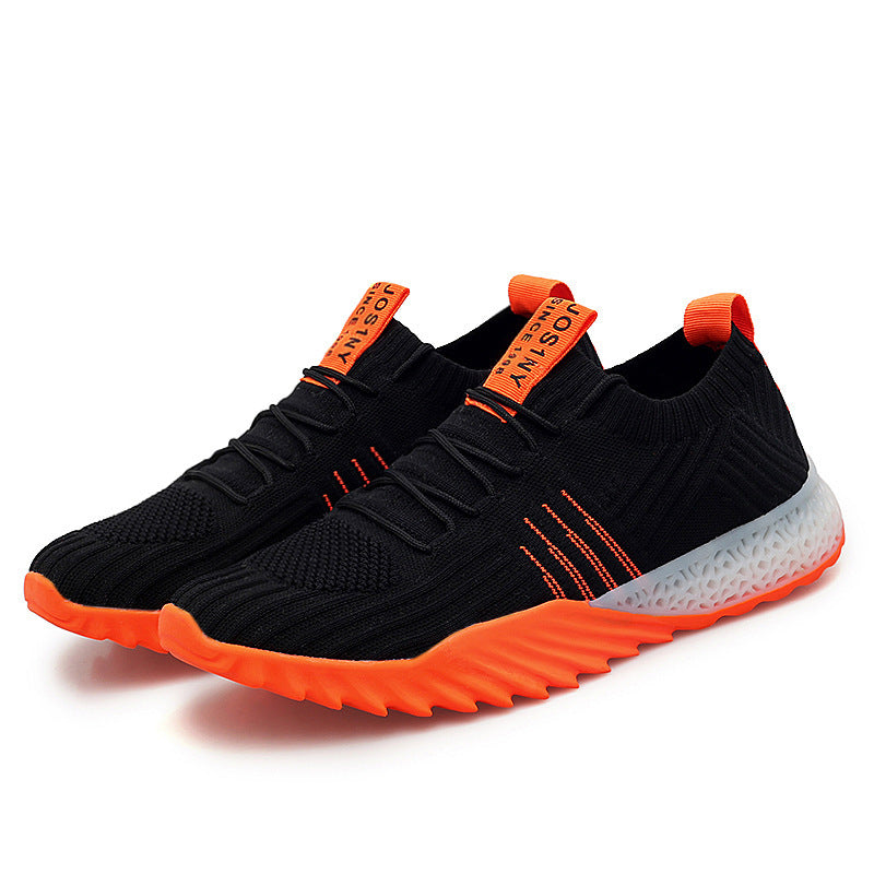 Flying Woven Mesh Breathable Sneakers Black orange