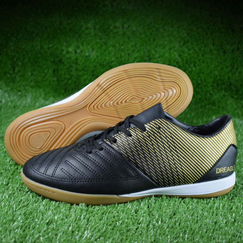 Flat Non-Slip Wear-Resistant Rubber Soft-Soled Football Shoes Black gold