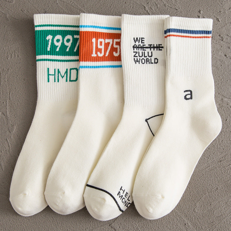 Women s White Socks Cotton Tube Socks B One size