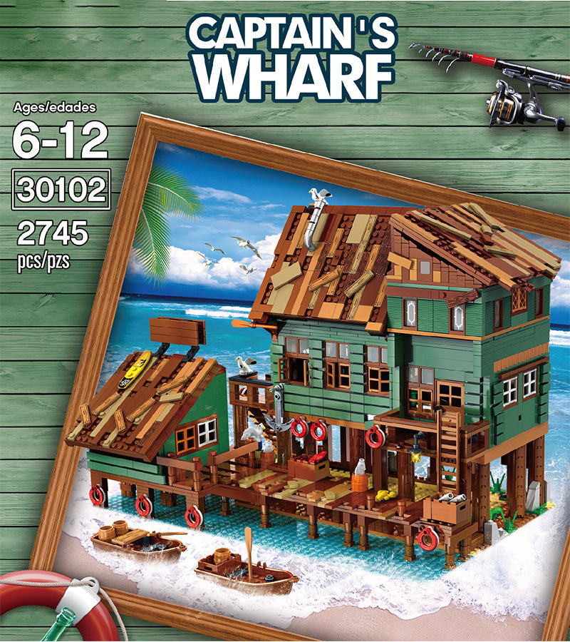 Blocks Bricks Old Fishing House Series Captain's Wharf Toys For Kids Christmas Gifts Green