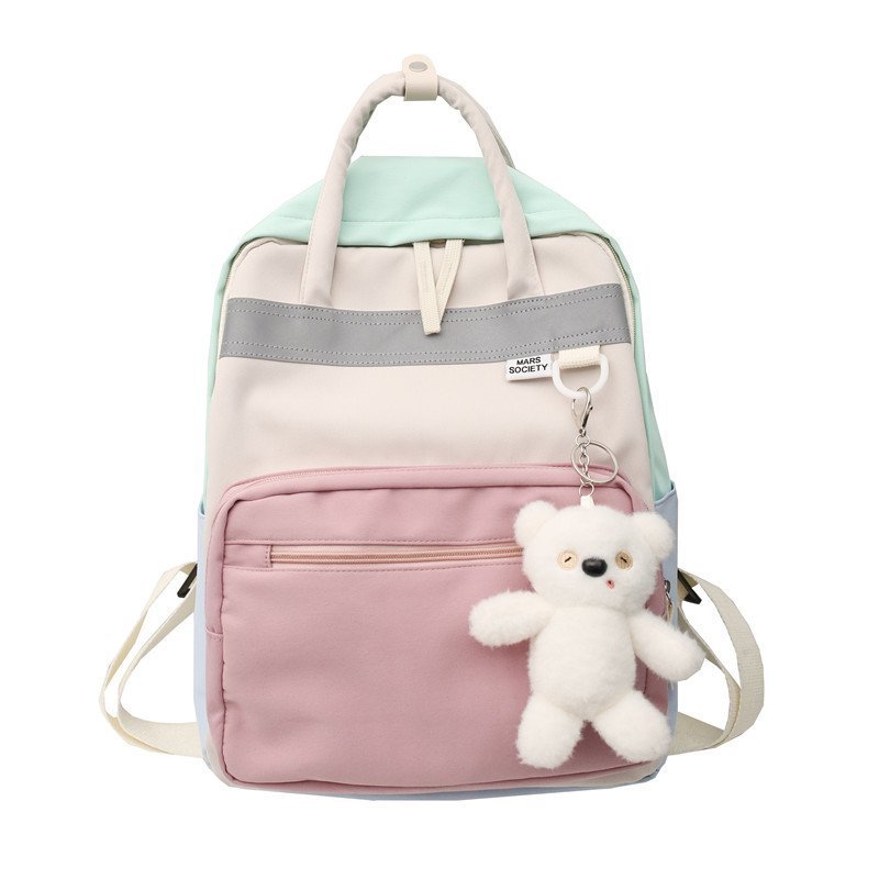 High School University Birthday Department Simple Girl College Wind Soft Girl Backpack White pink