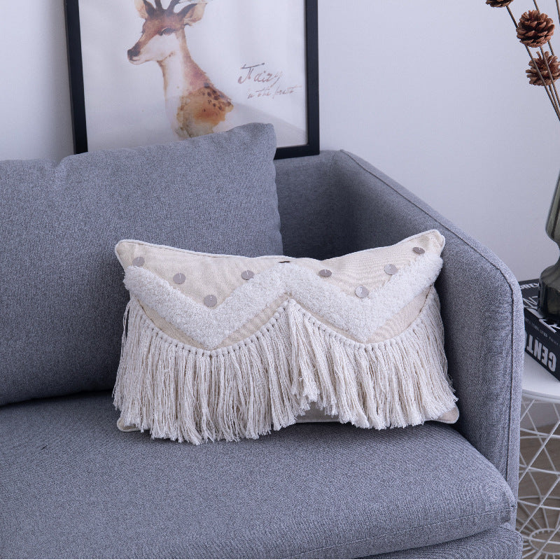 Bohemian Cushion Cover with Elegant Tassels Decorative Pillowcases for Home Bed Sofa Car Pillow Case 45x45cm 30x50cm GH4404 D 30x50cm