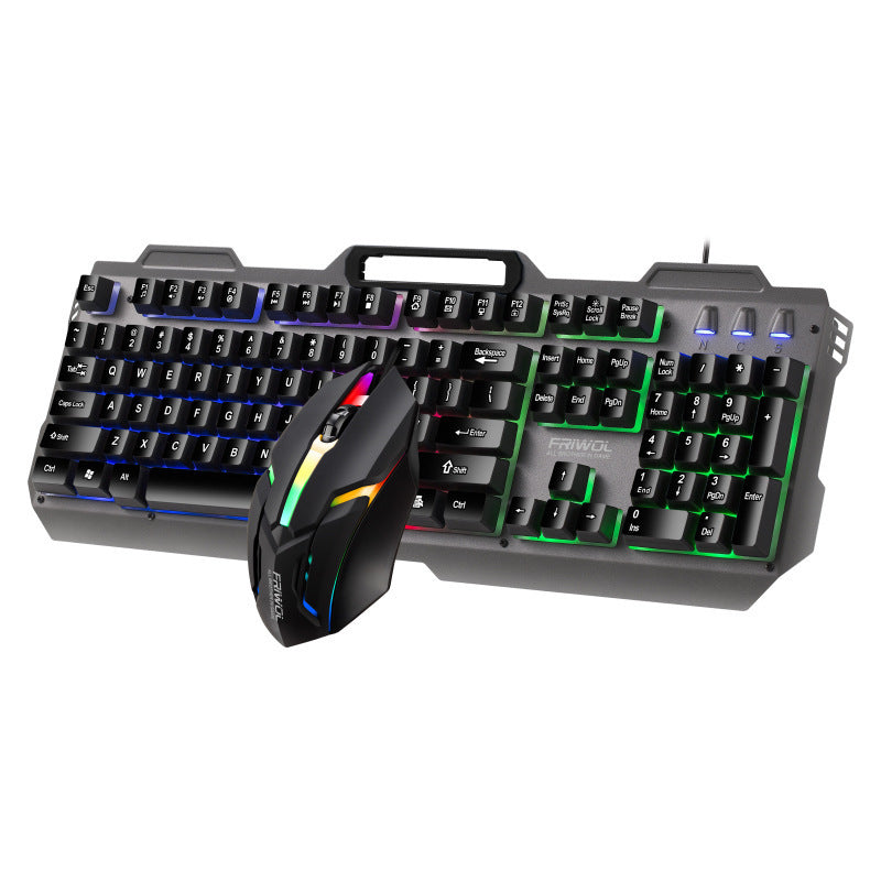 Friends Wolf KT600 Gaming Keyboard And Mouse Set Manipulator Feel Office Computer Metal Gaming Wired Keyboard USB Black keyboard mouse
