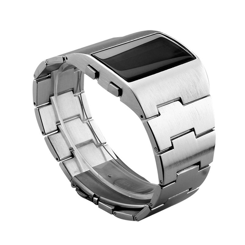 Fashion New Strange Iron Man TADA Men's LED Watch Watch Men's Electronic Watch Red light Silver