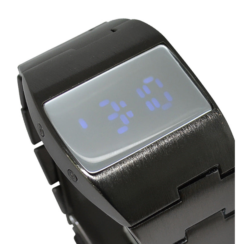 Fashion New Strange Iron Man TADA Men's LED Watch Watch Men's Electronic Watch Blue light Black