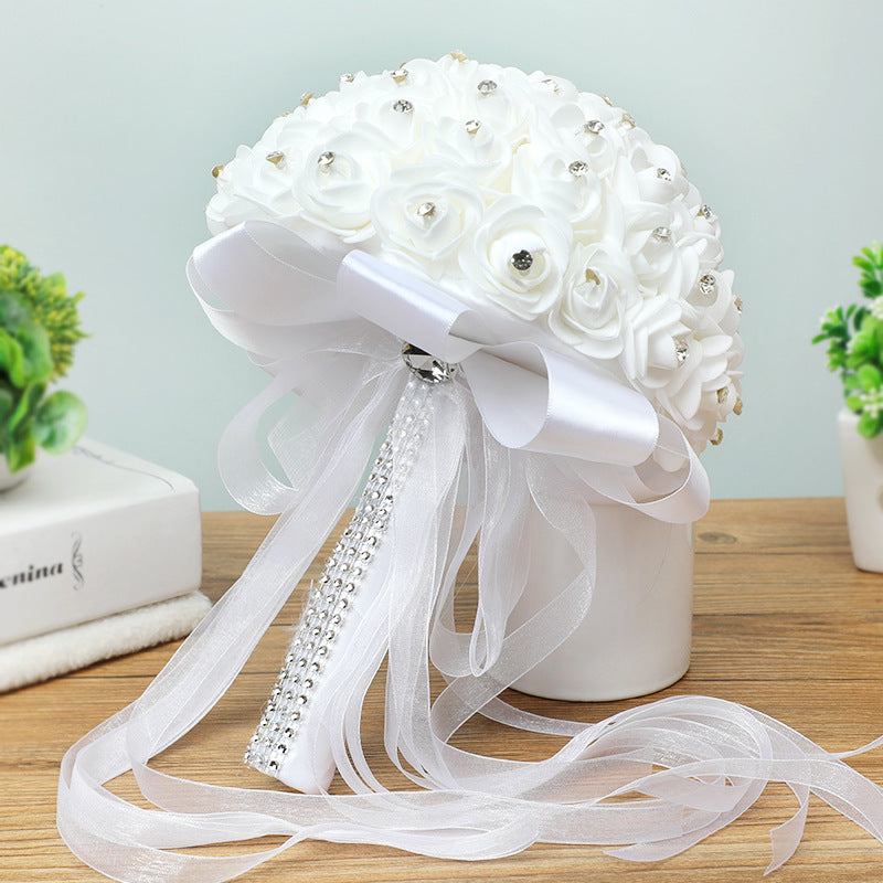 Artificial Wedding Bouquets Hand Made Rose Flower White