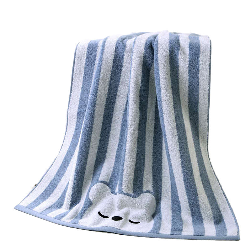 Cartoon Bath Towel Soft Absorbent Multicolor Baby Bath Towel Blue 130X65cm