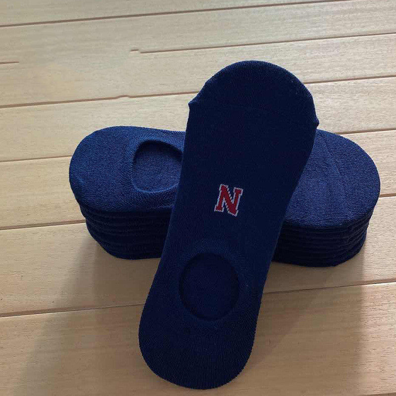 Socks Men And Women Solid Color Boat Socks Spring Invisible Socks Socks Socks Net Red Men'S Socks Navy Blue 1PCS