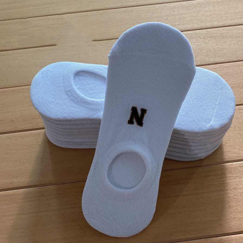 Socks Men And Women Solid Color Boat Socks Spring Invisible Socks Socks Socks Net Red Men'S Socks N white 1PCS