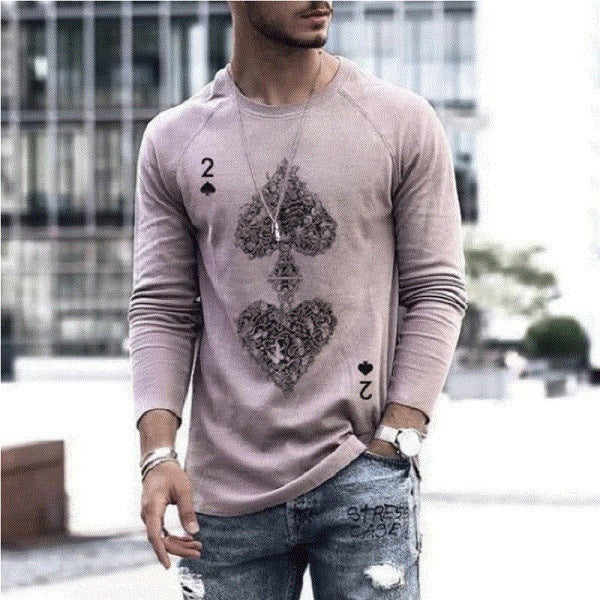 Elastic Mens T-Shirt V-Neck Long Sleeve Men T Shirt E