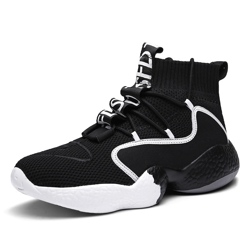 New Flying Knit Socks High-Top Men's Shoes Black