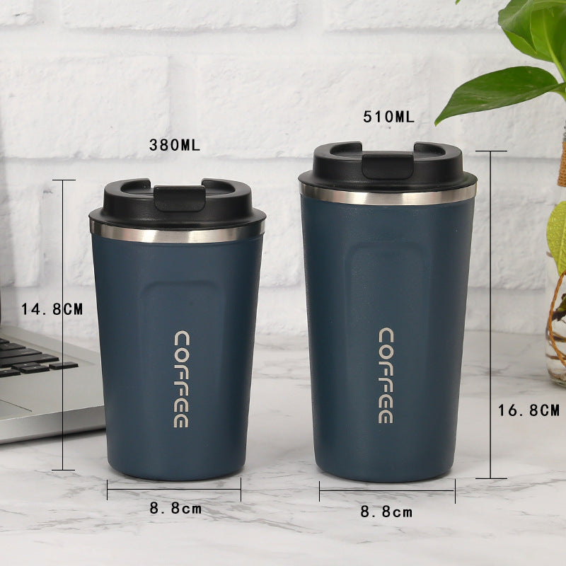 Stainless Steel Coffee Cup Double Vacuum Cup Outdoor Leisure Mug Blue