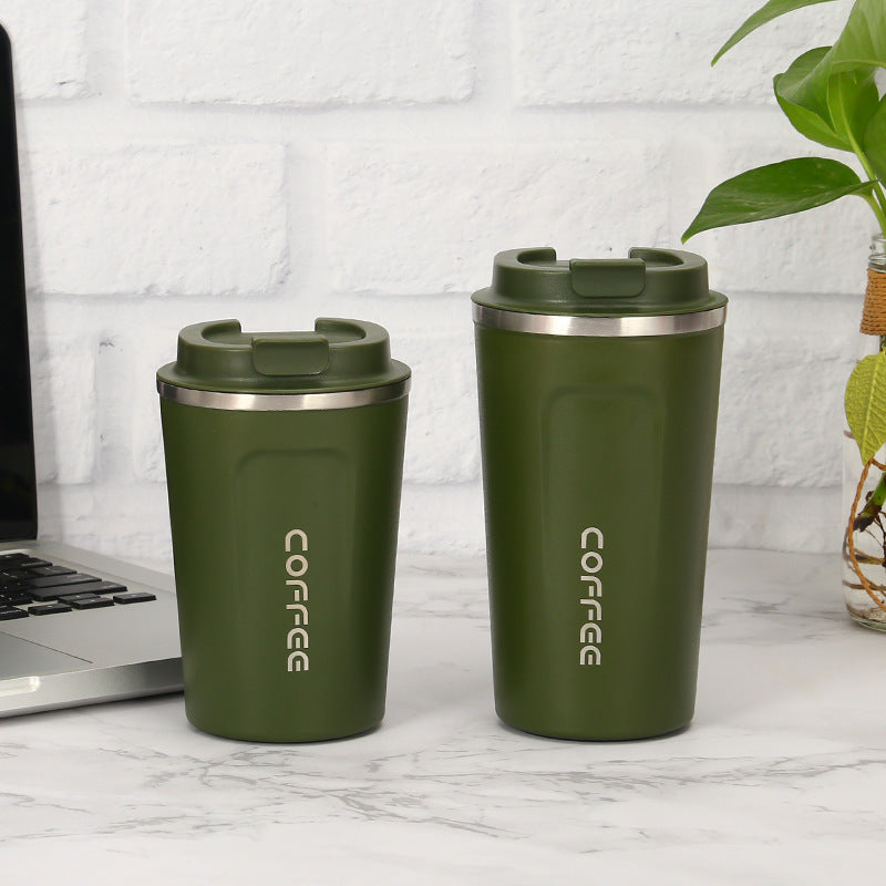 Stainless Steel Coffee Cup Double Vacuum Cup Outdoor Leisure Mug Green