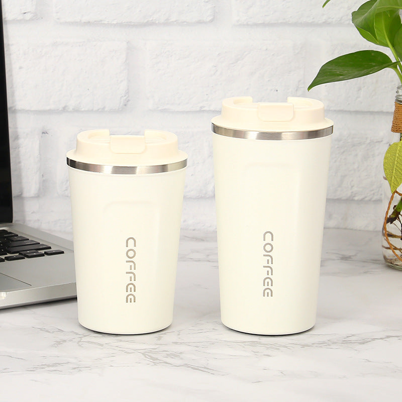 Stainless Steel Coffee Cup Double Vacuum Cup Outdoor Leisure Mug White