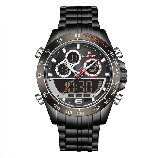 Lingxiang 9188 Men'S Watch Sports Electronic Watch Steel Band Quartz Men'S Watch Foreign Trade Watch Black