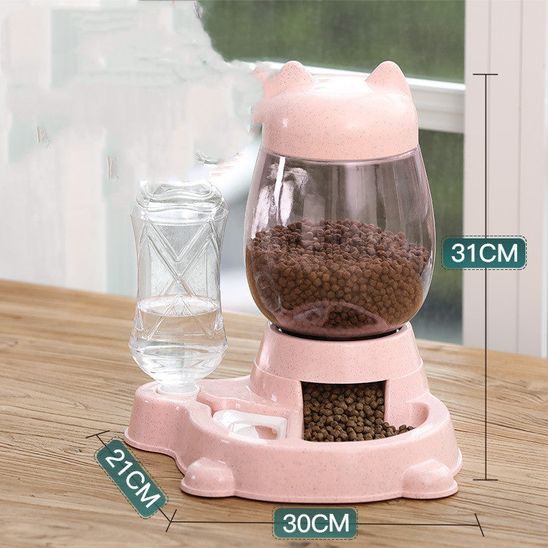 Cat Food Basin Water Automatic Feeder Dog Food Machine Pink