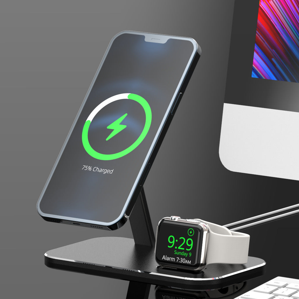 Alloy Storage Base Data Cable Accessories Watch Charging Stand Black IwatchMagsafe charger aluminu
