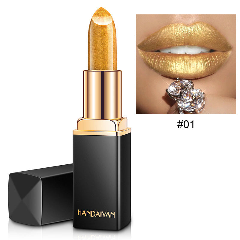Shiny Metallic Lipstick Pearlescent Color Temperature Change Lipstick Gilt Lipstick 1 style